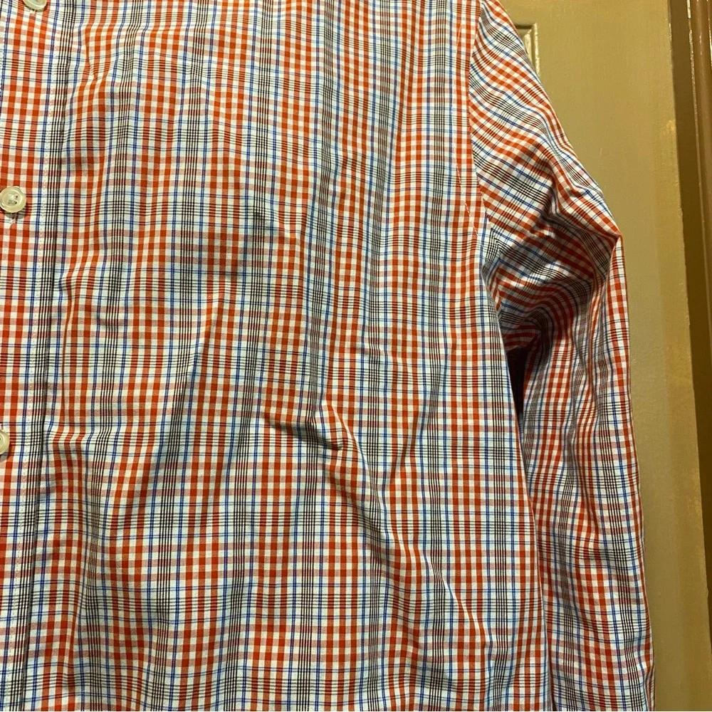 Banana Republic red/blue plaid button down long sleeve slim fit shirt sz 17/17.5